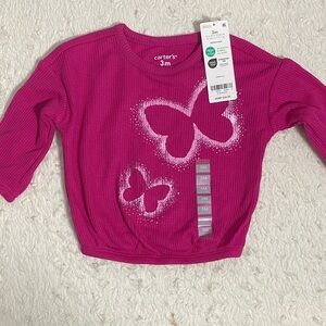 Carter's Fuchsia Butterfly Long Sleeve Tee NWT